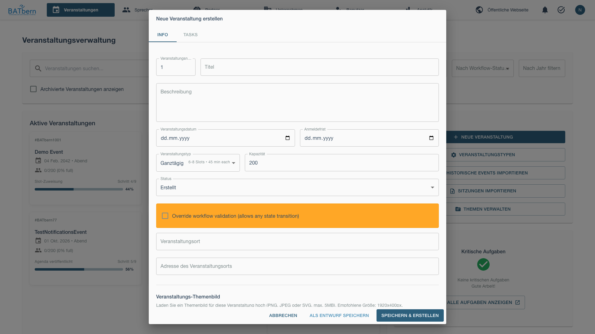 Event Creation Modal