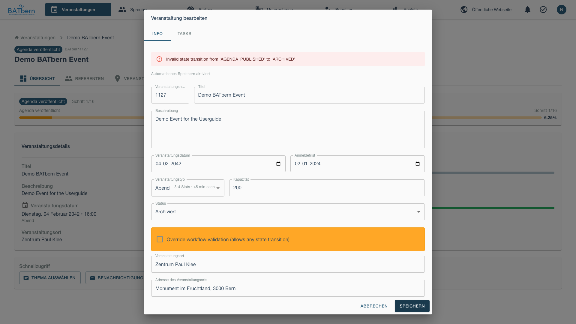 Validation Error Shown